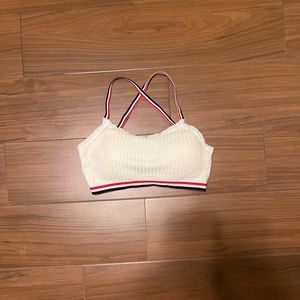 White Bralette with Red, White & Blue Staps